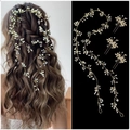 Set accessori capelli sposa dorati con fascia di perle e cristalli e tre forcine abbinate - Oro