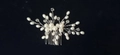 Handmade bridal hair comb with white pearls and silver metal wire on black background - Radiant Branch Pearl Style (TS2372-3)