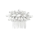 Silver bridal hair comb with marquise cut rhinestones and 8-tooth metal clip for weddings - Silver