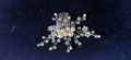 Peigne à cheveux mariée en argent avec perles blanches, cristaux et fleurs sur velours - Style Radiant Fleur à Cinq Pétales (TS2372-5)