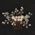 Peigne à cheveux de mariée avec perles et cristaux dorés pour accessoire de mariage - Style Radiant Fleur à Cinq Pétales Dorée (TS2372-5G)