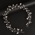 Handmade bridal hair vine with pink pearls and crystals on silver wire for weddings - Copper Wire White Line (TS46121 Refined)