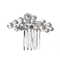 Silver bridal hair comb featuring clusters of clear sparkling rhinestones for weddings - Medium Comb