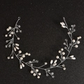 Vid de pelo nupcial plateada con perlas blancas y diamantes de imitación - Plateado (Estilo 2)