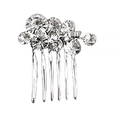 Silver bridal hair comb set with sparkling rhinestones and a six-tooth metal pin design - Small Hair Comb