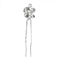 Silver bridal hair pin with sparkling rhinestone flower head for wedding updos - Large Pin