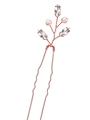 U-shaped bridal hair pin in rose gold with pink pearls and marquise rhinestones - Rose Gold
