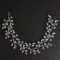 Vigne de cheveux de mariée argentée avec perles faites main et perles de cristal - Argent (Style 8)
