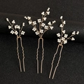 Three-piece set of elegant gold bridal hair pins featuring white faux pearls - Gold Pearl Set