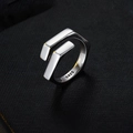 Anello aperto minimalista in argento sterling S925 con geometria esagonale irregolare - Aperto Regolabile / Stile Esagonale (Argento)