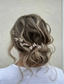 Épingles à cheveux de mariée avec micro fleurs blanches et fils torsadés pour mariage - Vigne de Cheveux Perles Fil de Fer