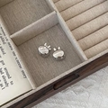 S925 sterling zilveren konijnenoorbellen met minimalistisch ruitjespatroon - Koper / Zilver (Gevoerd Konijn Stijl)