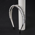 Elegante cerchietto argento a doppio strato con perle bianche e strass per la sposa - Argento