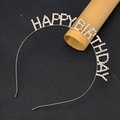 Cerchietto corona Happy Birthday dorato con strass scintillanti per accessori festa - Oro