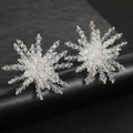 Eleganti orecchini di cristallo a nappa con design a fiocco di neve per acconciature sposa - Stile perno per orecchio / Trasparente