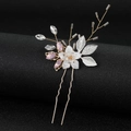Eleganter Braut-Haarnadel mit rosa und blauen Opalsteinen und goldenen Blättern für die Hochzeit - Rosa Opal Strass (TS2181) / Rosa