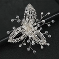 Funkelnde Kristall-Blumen-Haarspange mit Silberdraht und Strass für Braut und Hochzeit - Silber