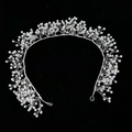 Elegante diadema de novia hecha a mano con perlas blancas y alambre de plata trenzado - Oro Cristal