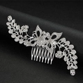Peigne à cheveux papillon en alliage avec strass et motifs floraux pour mariage et galas - Argenté