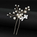 Horquilla de novia en forma de U con flores blancas, perlas y ramas doradas - Dorado