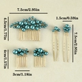 Set de novia de 5 piezas con perlas azul pavo real y alambre dorado elegante - Estilo Perla Verde