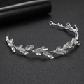 Cerchietto da sposa in argento con cristalli scintillanti a forma di foglie eleganti - Argento (TS1479)