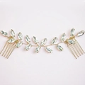 Elegant gold bridal hair vine with marquise crystal dual combs for wedding hairstyles - Gold