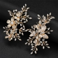 Braut-Haarklammern Set mit goldenen Blumen, Schmetterlingen, Strasssteinen und Perlen - Legierung/Künstliche Perle/Strass / Legierung Blume Schmetterling Strass Stil / Gold