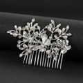 Pettine per capelli da sposa in argento con farfalle, fiori, perle e strass - Argento