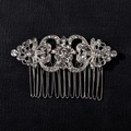 Eleganter silberner Braut-Haarkamm mit funkelnden Kristallen im Barock-Stil Design - Silber (Strass Edition)