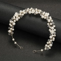Cerchietto da sposa fatto a mano con fiori di conchiglia, perle e cristalli dorati - Oro