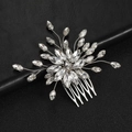 Pettine per capelli da sposa in argento con cristalli marquise e design a fiori - Argento