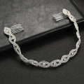 Luxurious silver bridal headpiece with crystal rhinestones and dual side hair combs - Silver