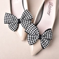 Eleganti ballerine a punta beige con grande fiocco decorativo a motivo pied-de-poule - Versione Base / Nero