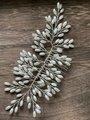 Elegante pettine per capelli da sposa con perle sintetiche bianche e design a foglia argento - Argento
