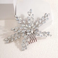 Pettine per capelli oro rosa con pietre preziose blu chiaro dal design floreale elegante - Diamante Bianco + Filo D'argento