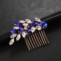 Elegante pettine per capelli in oro rosa con cristalli blu reale e chiari per la sposa - Blu Reale