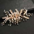 Elegante pettine per capelli da sposa dorato con perle e foglie per acconciature - Oro