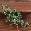 Vintage goldener Haarkamm mit smaragdgrünen Strasssteinen für Brautfrisuren - Grün