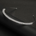 Squisito cerchietto da sposa in cristallo argento con perline intrecciate per matrimoni e feste - Stile Pavé di Strass (Stile 1) / Argento