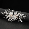 Pettine per capelli da sposa argentato con perle e foglie per accessori da matrimonio - Argento