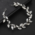 Vite per capelli da sposa in argento con cristalli marquise e design a foglia - Argento Strass Bianco