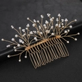 Elegante pettine per capelli da sposa con rami dorati e delicate perle bianche - Oro
