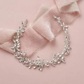 Elegante fascia da sposa argento con pietre marquise in cristallo e dettagli floreali - Argento