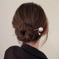 Elegant gold metal hair pin with white pearls for minimalist women hair styling - Gold Single Pearl