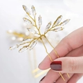 Forcina per capelli da sposa a forma di U fatta a mano con foglie di cristallo e filo d'oro - Oro