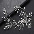 Silver bridal hair vine with crystal plum blossoms and leaf rhinestones for weddings - Silver