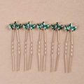 Détails de 5 épingles à cheveux dorées en U avec cristaux verts taillés en marquise - Vert