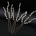 Elegantes 3-teiliges Braut-U-Haarnadel-Set mit weißen Perlen und goldenem Weizenähren-Design - Gold