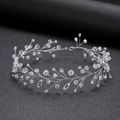 Elegante fascia per capelli sposa in cristallo con filo d'argento e perline a goccia - Transparent Crystal